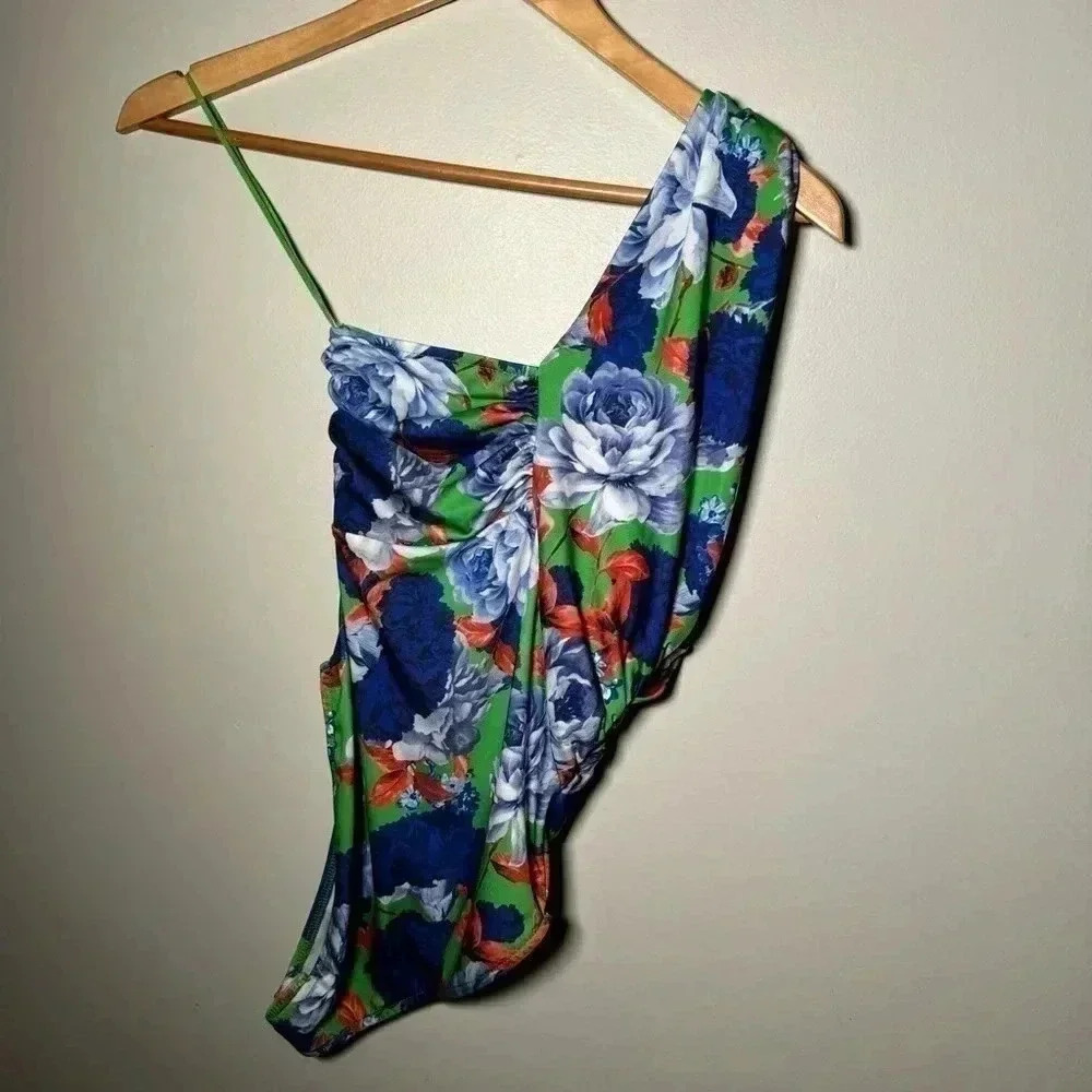 Zara  NEW printed asymmetrical bodysuit S - Picture 7 of 8